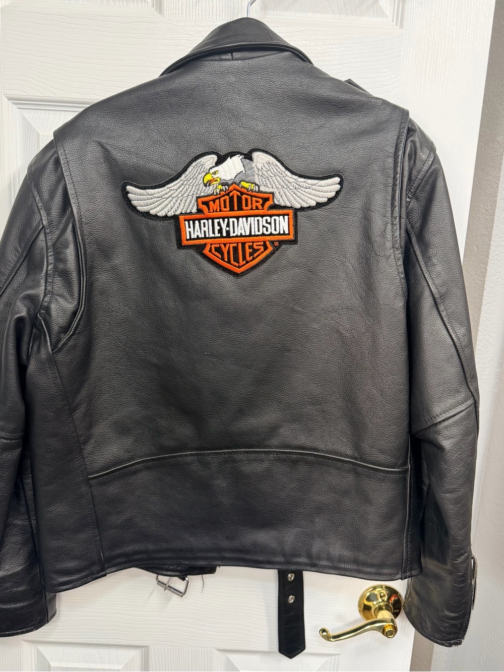 Harley-Davidson Black Leather Jacket with Winged Shield Patch
